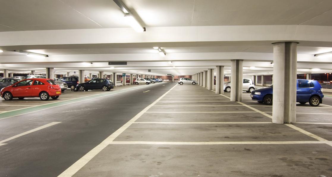 Typical parking garage above ground